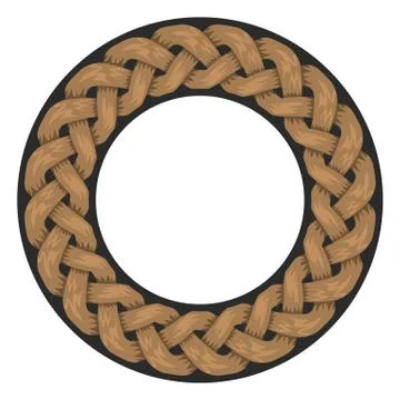 Woven Ropes frame or border with circle shape with copyspace for your design Stock Illustration