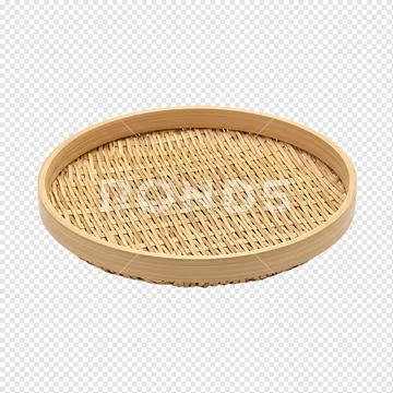 Woven Round Bamboo Serving Tray PSD 模板