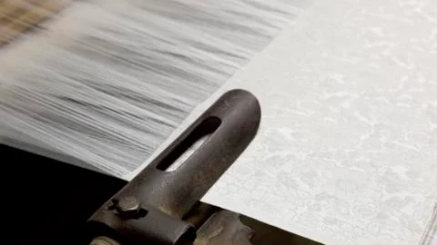 Woven silk machine Stock-Fotos