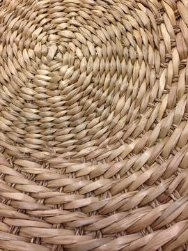 Woven Straw Mat Close Up Stock-Fotos