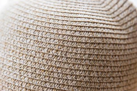 Woven straw texture background with selective focus Foto stock