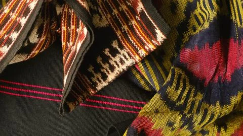 Woven textile with unique pattern from Indonesia, textured fabric background Stock Photos
