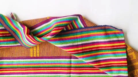 Woven textile with unique pattern from Indonesia, textured fabric background Foto stock