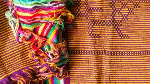 Woven textile with unique pattern from Indonesia, textured fabric background Foto stock