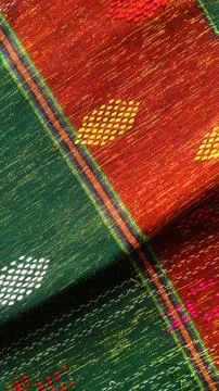 Woven textile with unique pattern from Indonesia, textured fabric background Stock Photos