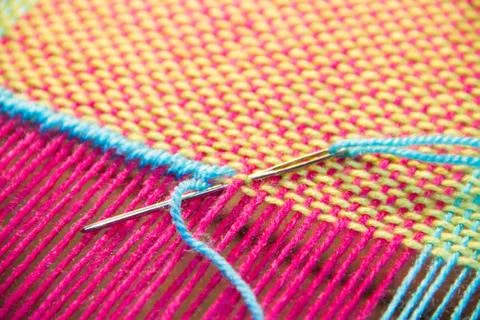 Woven texture background on loom Foto stock