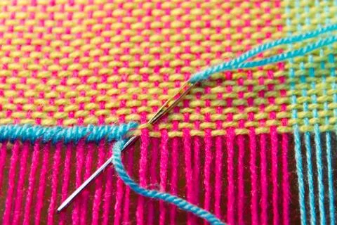 Woven texture background on loom Stock Photos