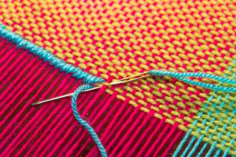 Woven texture background on loom Stock Photos