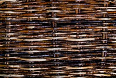 The woven texture of wicker abstract background. Close up. Stock Photos