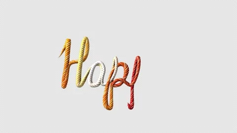 The woven thread creates the word happiness. Writing the Happy text. Colorful ro Stock Footage 153170066