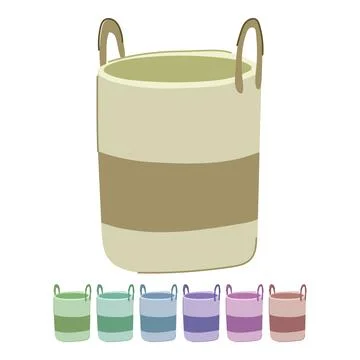 Woven wicker laundry basket vector cartoon graphic Stock Illustration