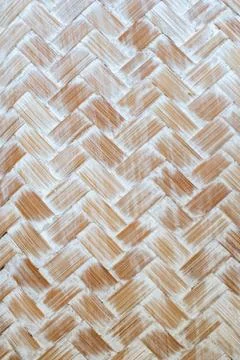 Woven wood pattern texture with white paint. Stock Photos