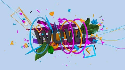 Wow 3D sign イラスト素材
