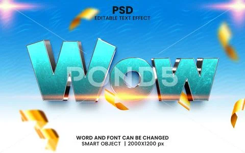 Wow 3d Text Effect Editable PSD PSD Template