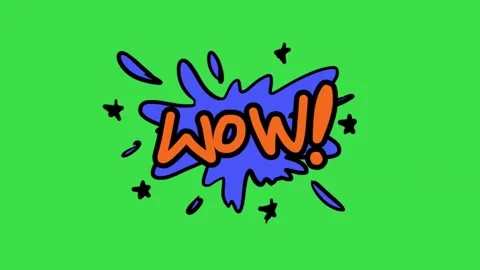 Wow animated comic book speech bubble explosion on green screen background Stock Footage 329905434