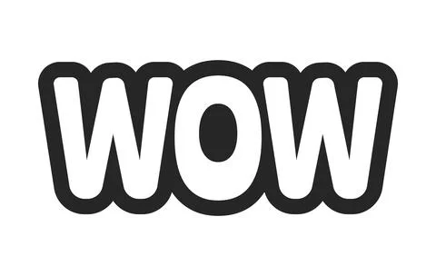 Wow bold outline call to action sticker Stock Illustration