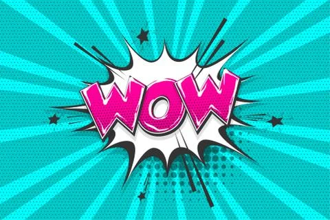 Wow boom bang comic text speech bubble Stock Illustration