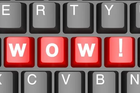 Wow button on modern computer keyboard Stock Illustration