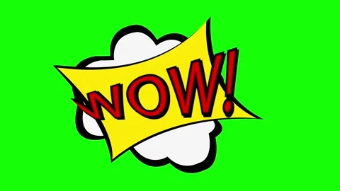 Wow cartoon speech bubble bounce animation on green screen Stock Footage 314419373