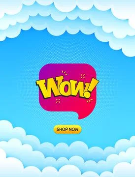 Wow chat bubble banner. Discount sticker shape. Vector Illustrazione stock