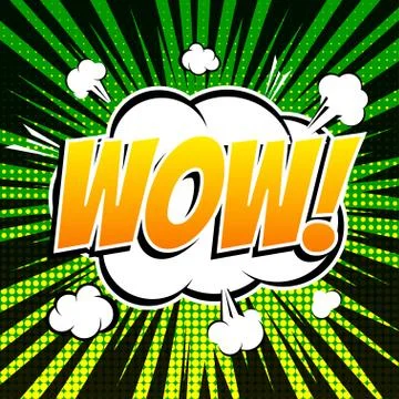 Wow comic book bubble text retro style Stock Illustration