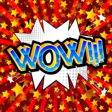 Wow - Comic book, cartoon expression isolated on white background. 스톡 일러스트