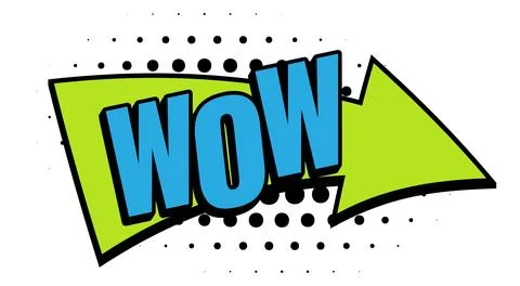 WOW Comic Book Pop Art Arrow Banner Graphic Stock Illustration