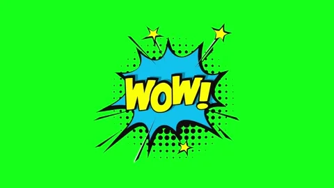 Wow comic book speech bubble animation with green screen background Stock-Footage 346725109