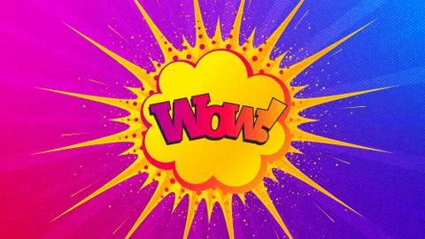 Wow comic bubble badge. Discount banner shape. Vector Illustrazione stock