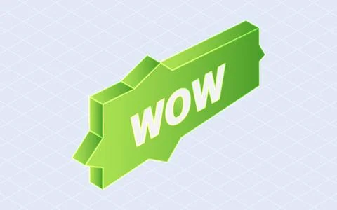 Wow comic bubble speech. 3d isometric vector illustration Stock Illustration