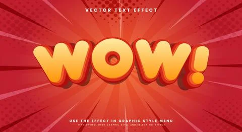 Wow comic cartoon editable text effect Stock Illustration