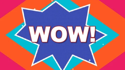 WOW Comic Pop Art Text Animation with Colorful Background Seamless Loop 4K Video stock 343184478