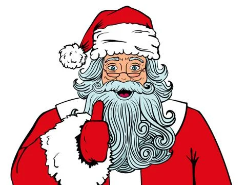 Wow comic Santa Claus with surprised face on white background. Stock Illustration
