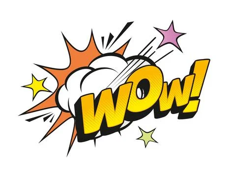 Wow comic sound effect speech bubble label Stock Illustration