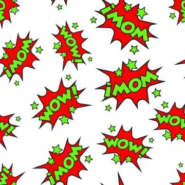 Wow comic sound effects seamless pattern background. Business flat vector ill Stockillustratie