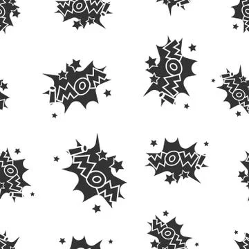 Wow comic sound effects seamless pattern background. Business flat vector ill Stock Illustration