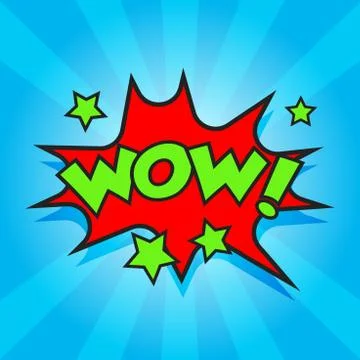 Wow comic sound effects. Sound bubble speech with word and comic cartoon expr Stock Illustration