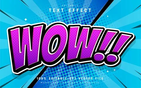 Wow comic style text effect Illustrazione stock