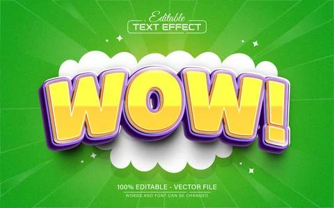 Wow comic style text effect editable Illustrazione stock