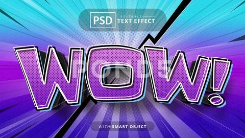 Wow comic style text effect editable PSD Template