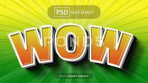 Wow comic style text effect editable PSD Template