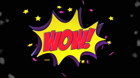 WOW Comic Text and Speech Balloon Animation, with Alpha Matte, Loop Stock Footage 130177216