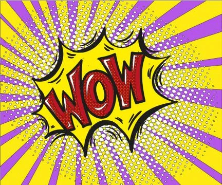 Wow comic text art cartoon design style retro vector stock Stock Illustration