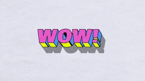 WOW! - comics style 3D text with shadow on paper textured background Stock Footage 245236534