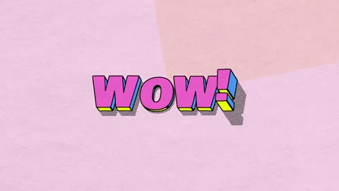 WOW! - comics style 3D text with shadow on paper textured background Stock Footage 245292314