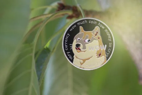 Wow, cryptocurrency concept, tree-born currency concept. Stock Photos