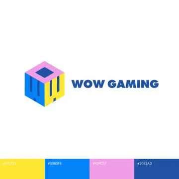 Wow cubic hexagon logo Stock Illustration