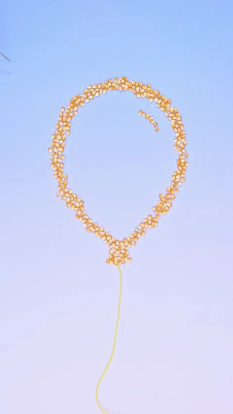 Wow Effect of Pop corn Balloon Explosion. Stop motion Stock Footage 313053660