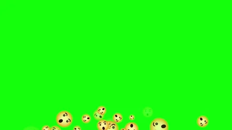 Wow Emoji Facial Expression Floating on Green Background Stock Footage 244205244