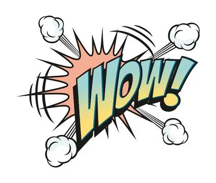 Wow exclamation comic sound effect speech bubble Illustrazione stock